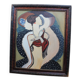 Peinture à l'huile expressionniste nue moderne du milieu du siècle des années 1960