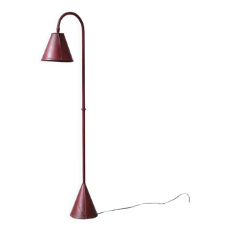 Lampadaire en cuir espagnol du milieu du siècle par Valenti