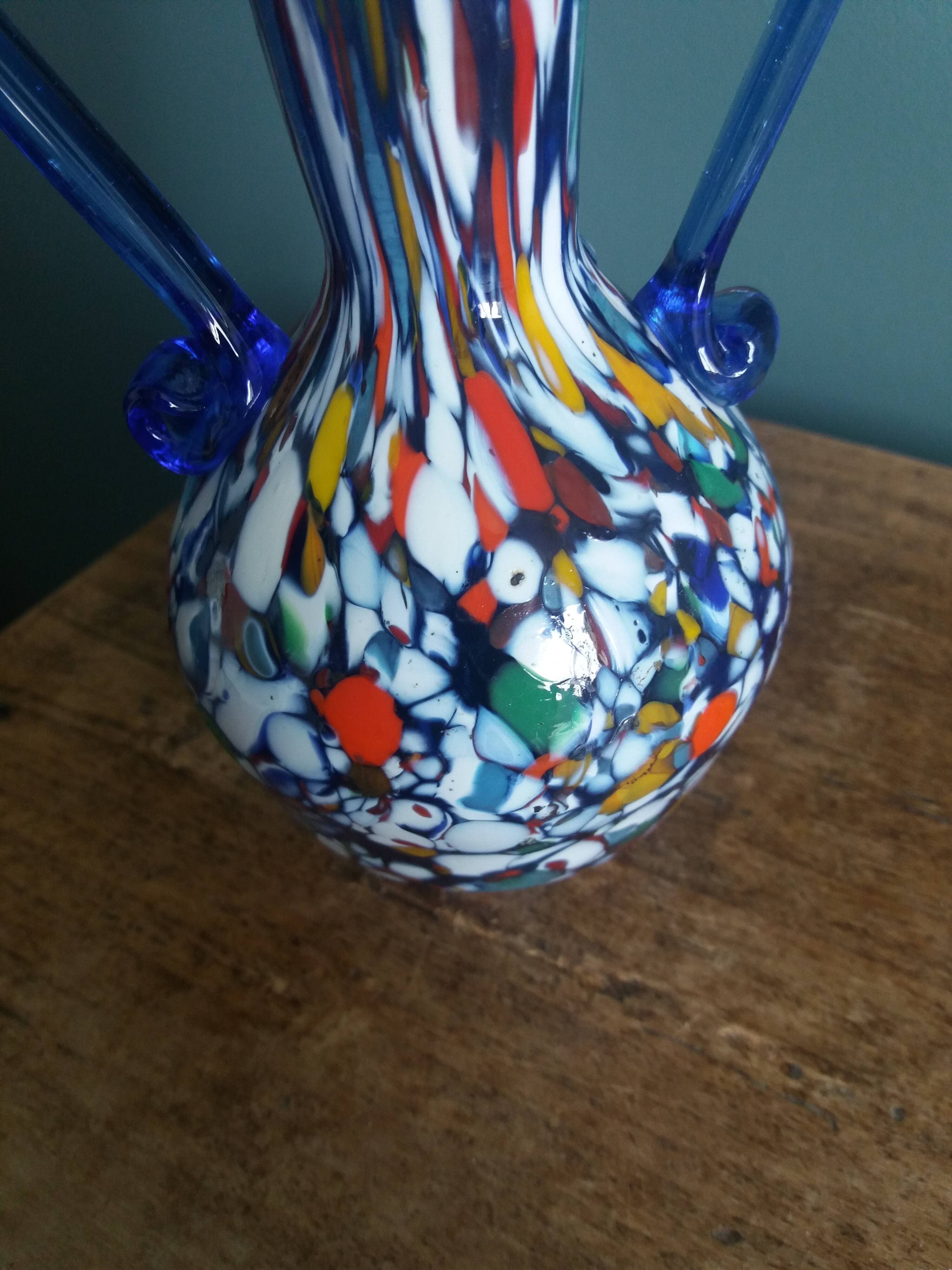 Murano polychrome blown glass vase