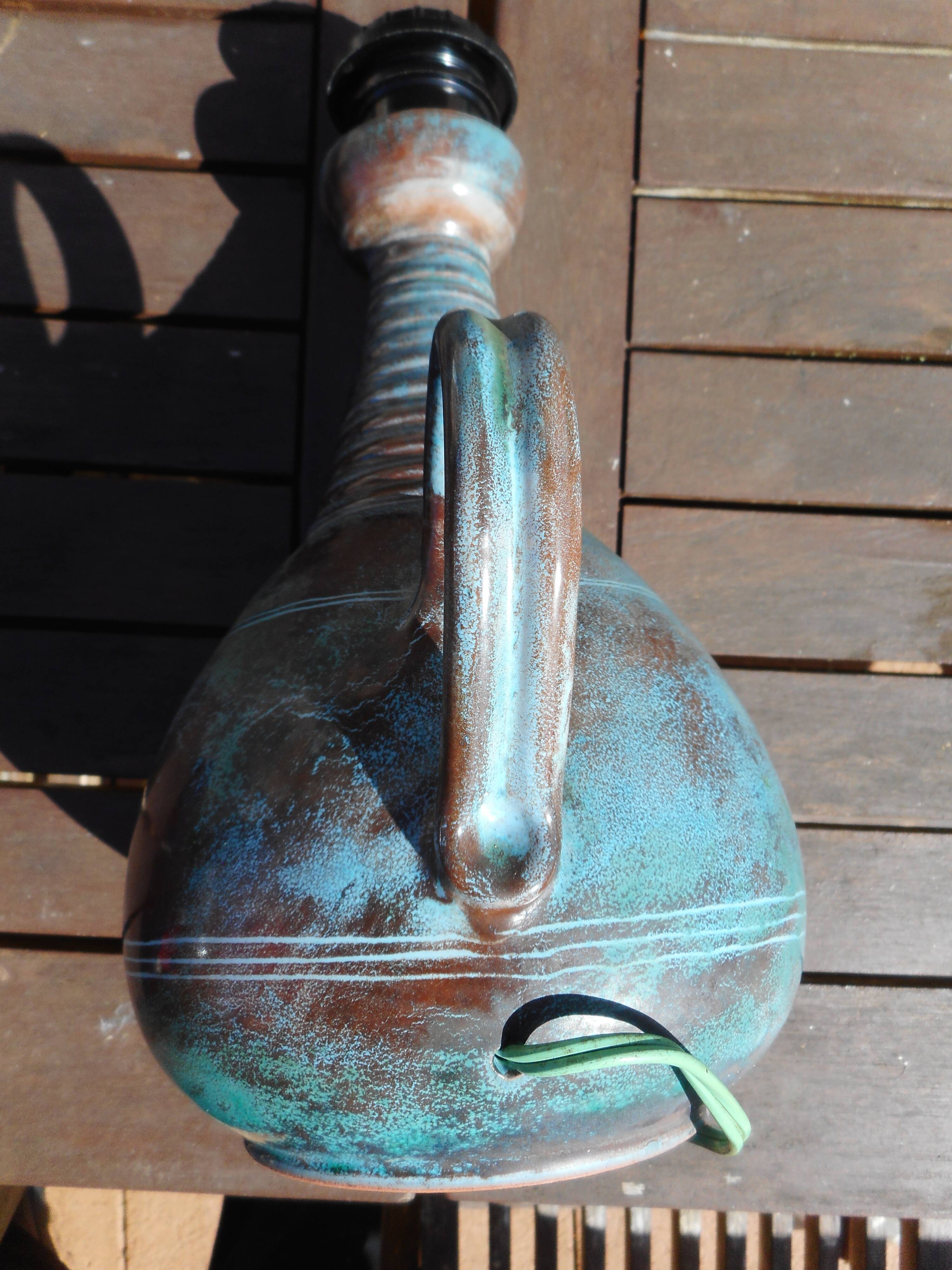 Montgolfier ceramic lamp foot, signed