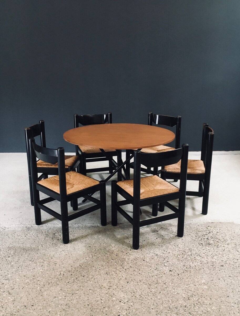 Mid-Century Modern Carimate Dining Chairs, Italy, 1970s, Set of 6