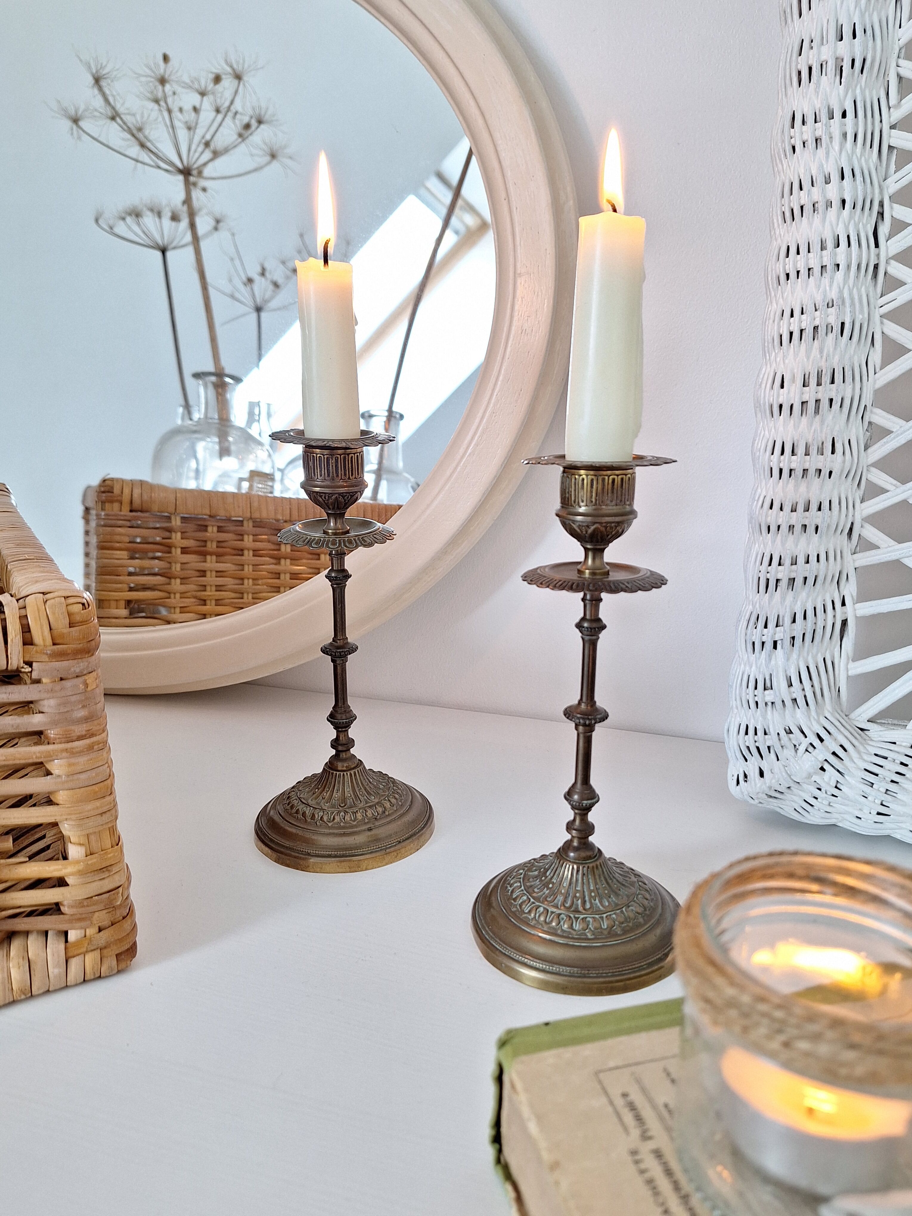 Vintage brass candle holders