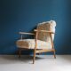 Vintage Armchair Mid-Century Beige Faux Fur Restored
