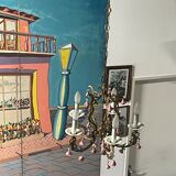 Bronze and porcelain chandelier 5 fires
