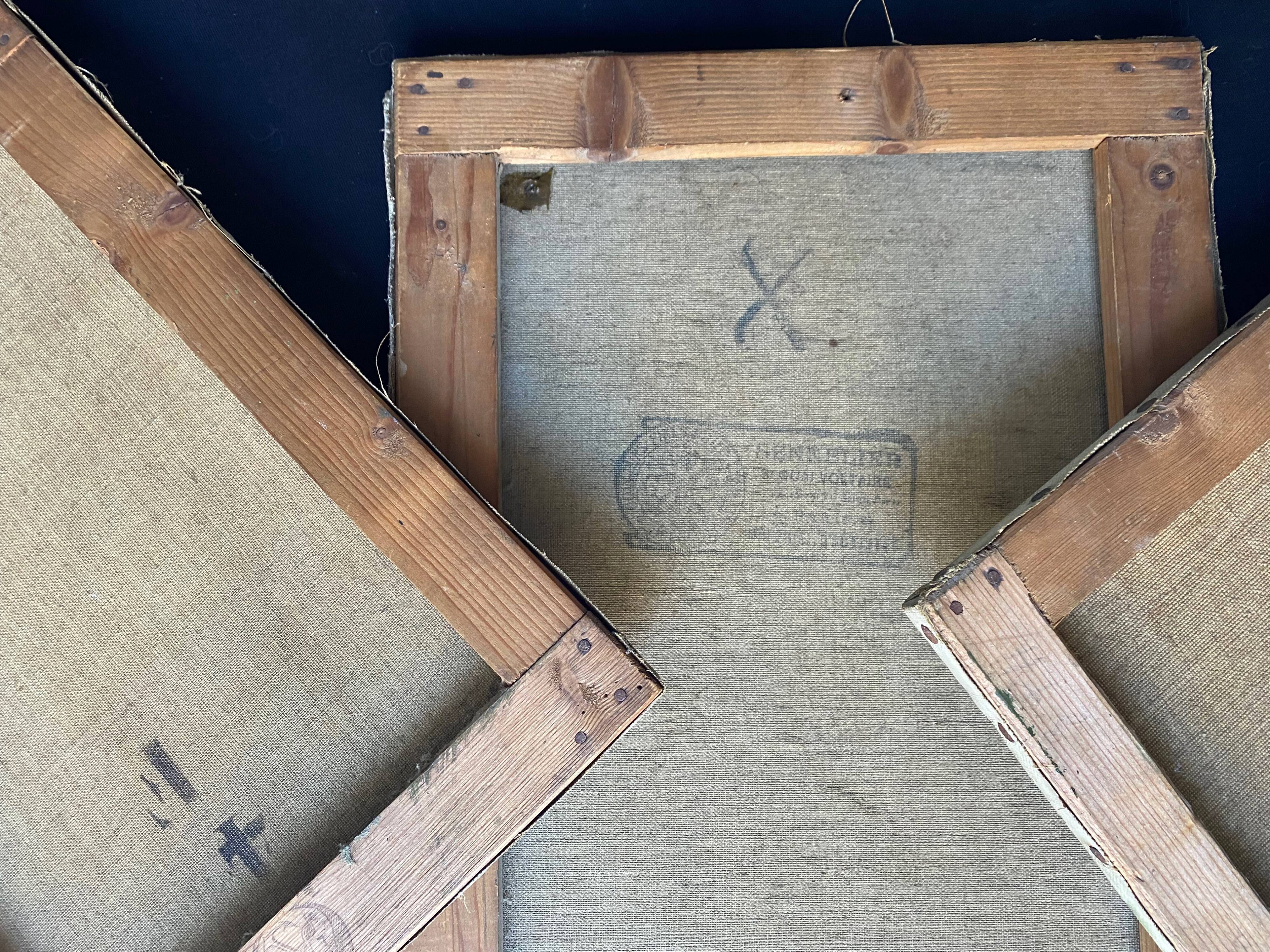 Paintings lot of 3 HST Landscapes Garden Pond early XX°