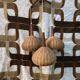 Suspension 3 arms rattan and teak vintage 60s