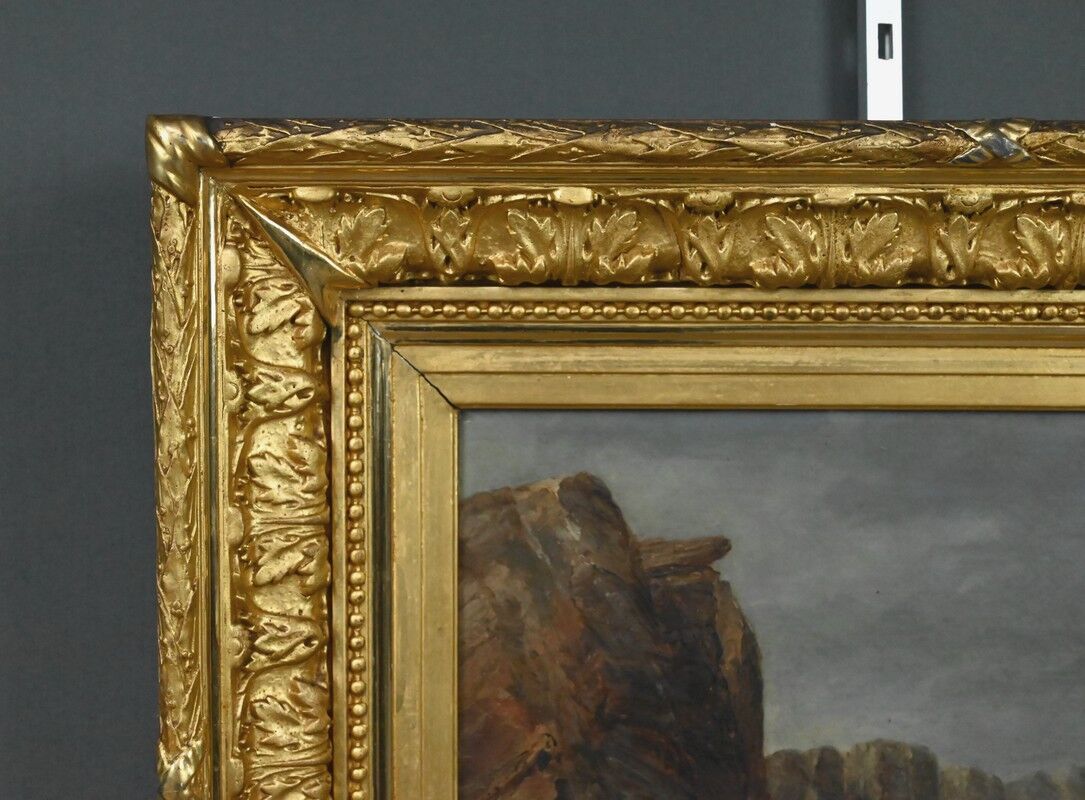 Painting "The Wild Coast of Belle-Île-en-Mer", French school of the 19th century.