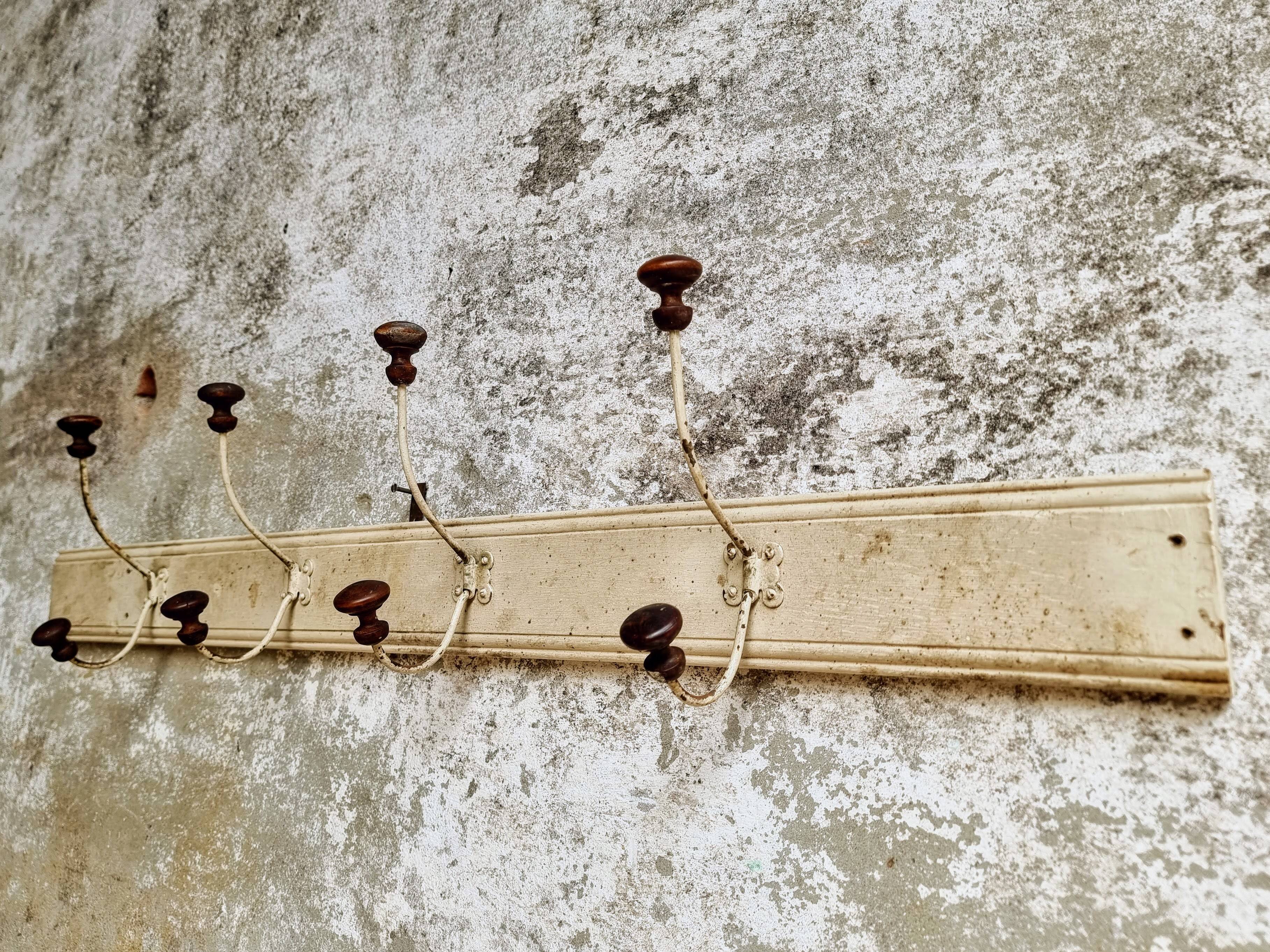 Antique wall coat rack 120 cm French