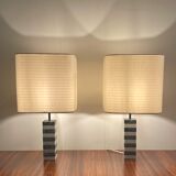 Pair of white and green marble lamps, 1970's