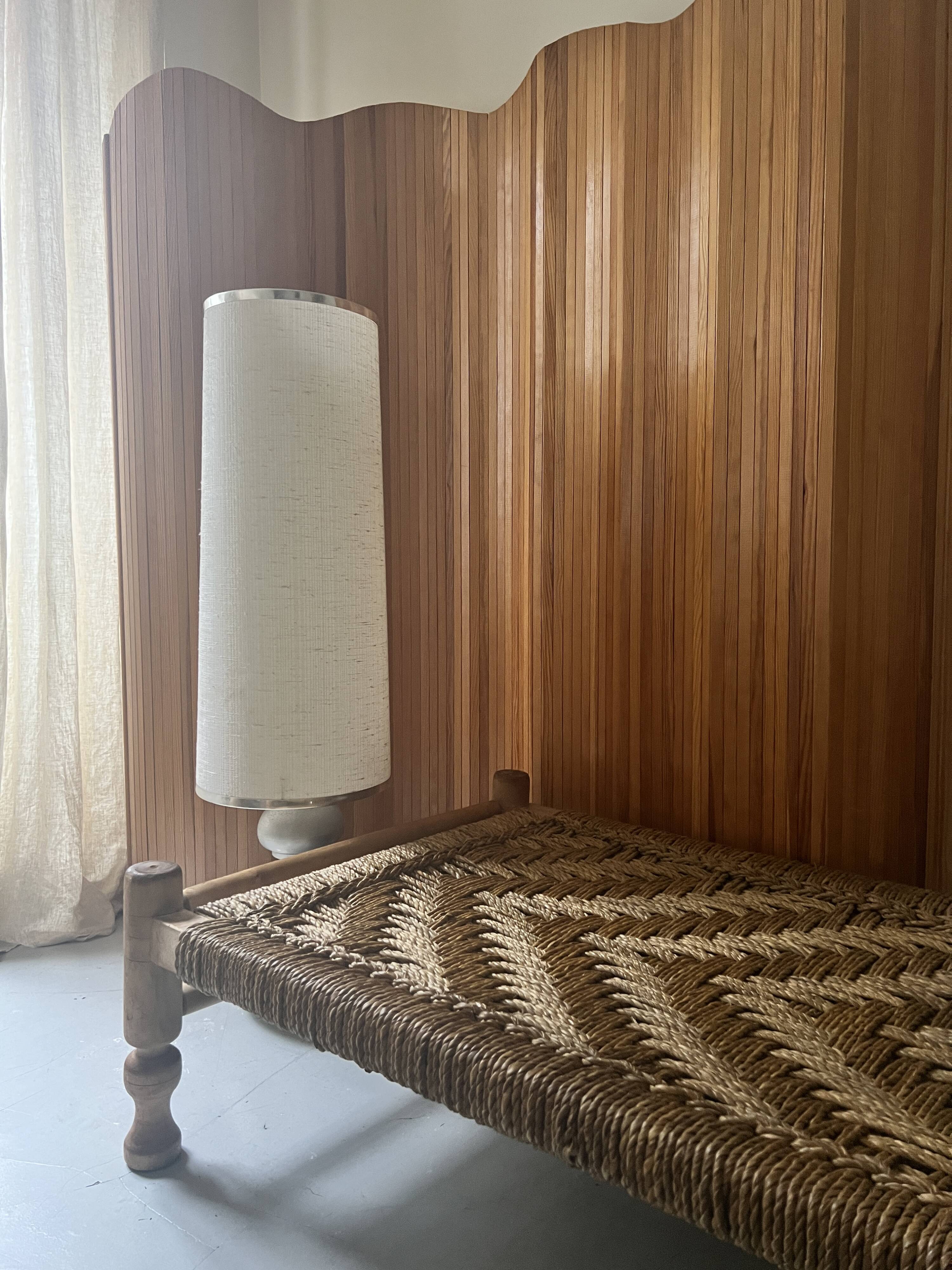 Lampe de sol en métal brossé Philippe Barbier, design 1970