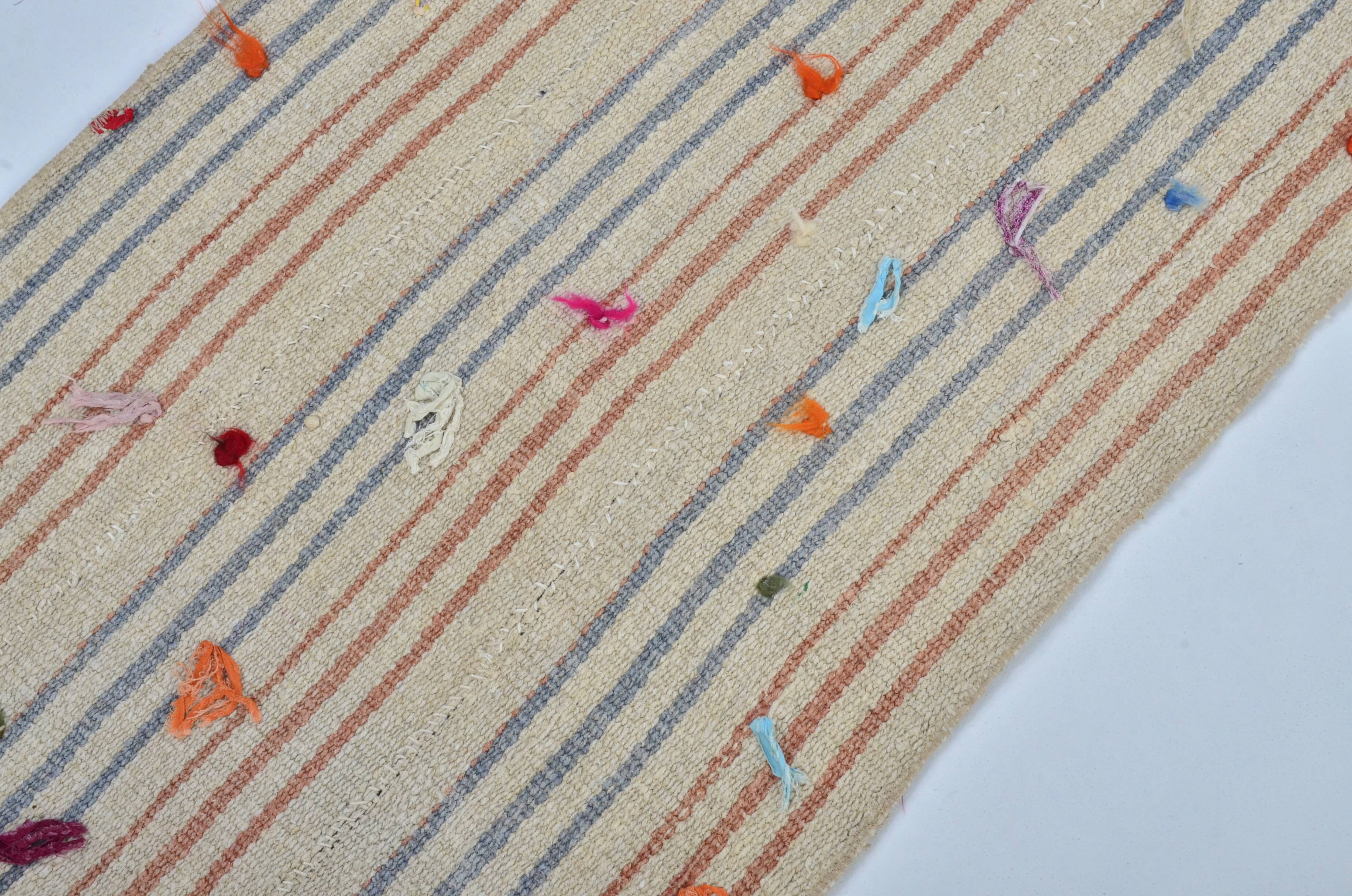 Vintage Turkish Pompom Kilim Runner sku 3384