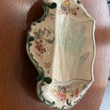 Old Longchamps plate Terre de Fer – Model 1428 – Floral decoration & asparagus in relief – 39 x 23 cm