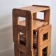 Set of 4 vintage 1970s pine side tables or bedside tables.