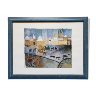 Painting reproduction of August Macke, Kairouan, framed ready to hang