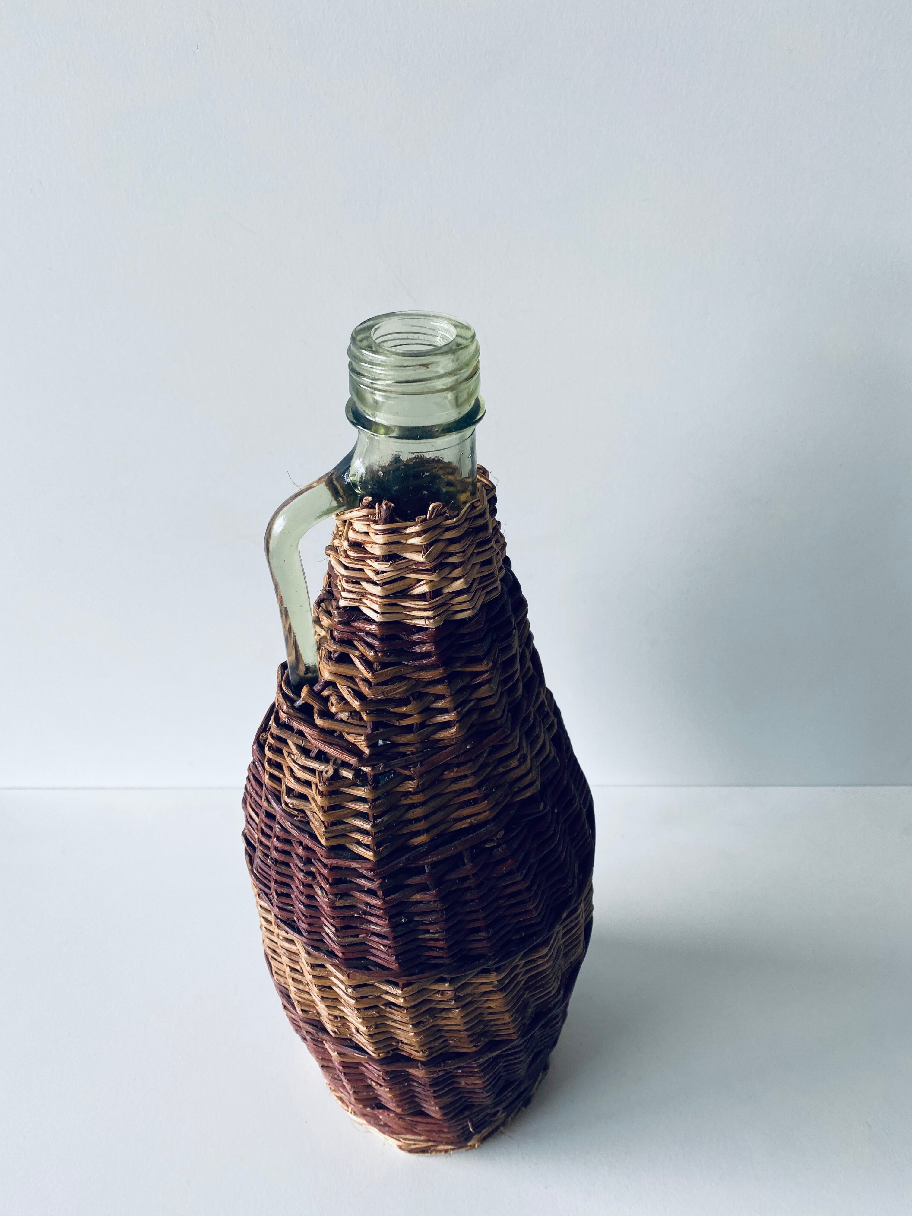 Vintage bottle with wicker