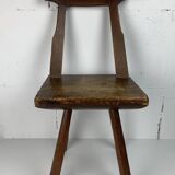 Chaise d'appoint brutaliste artisanale antique fabriquée à la main, style ferme néerlandais