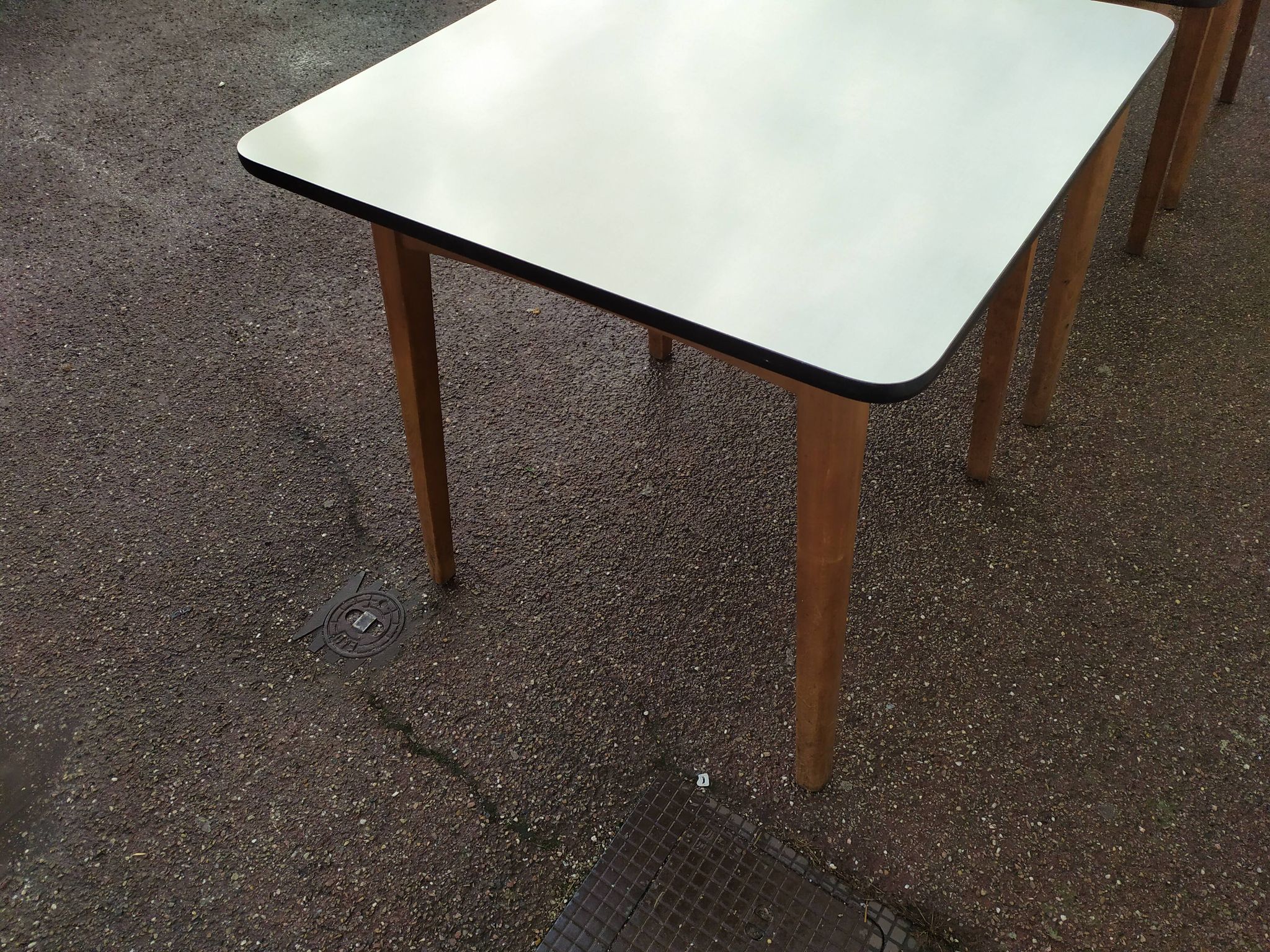 Lot of 3 Formica and Wood Bistro Tables - 1950 - 1960
