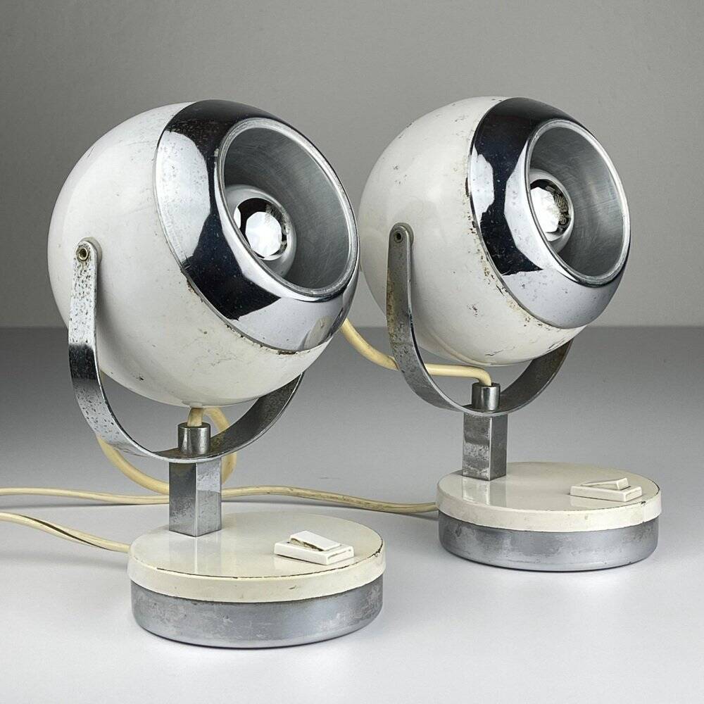 Mid-century white desk lamps, 1960s, set of 2