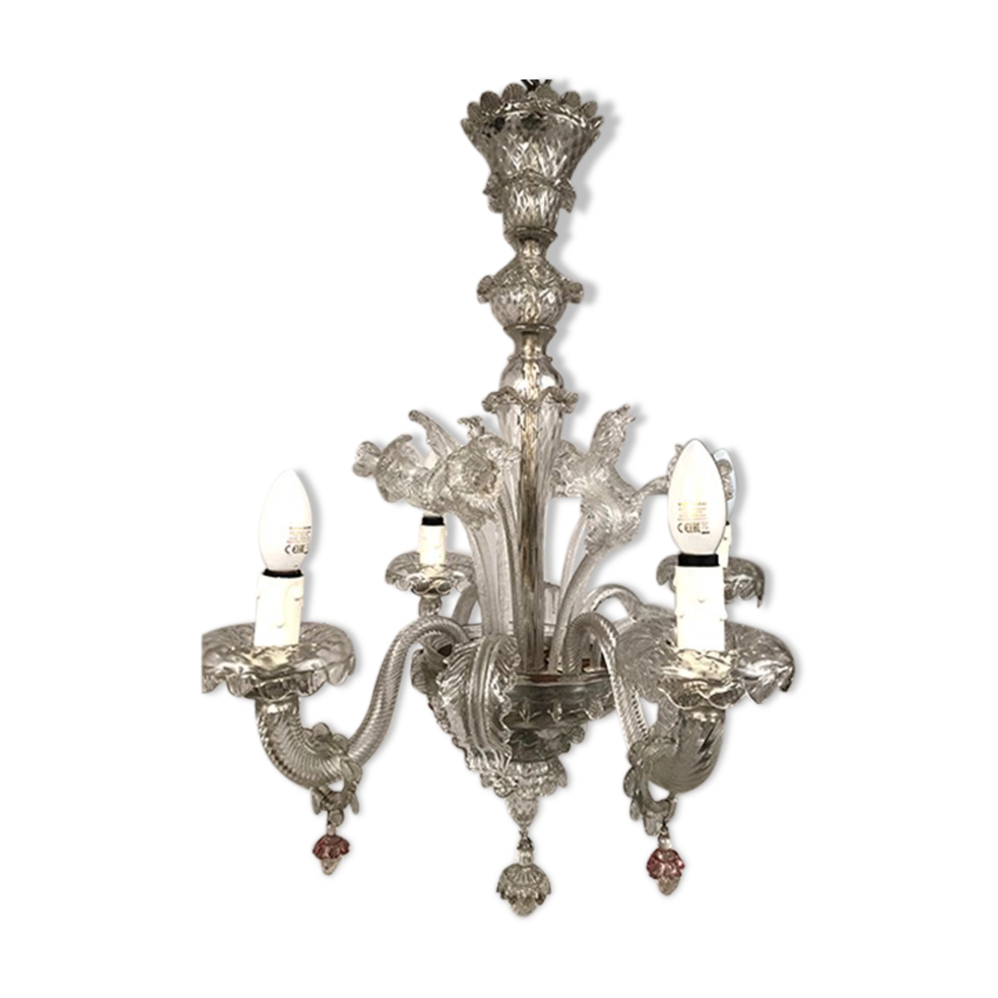 Murano glass chandelier with four arms of light, late nineteenth century