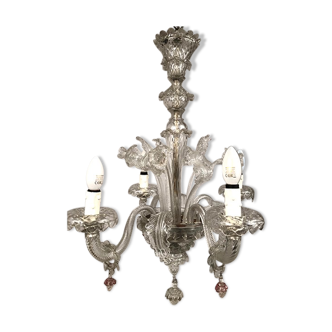 Lustre en verre de Murano à quatre bras de lumière, fin XIXe