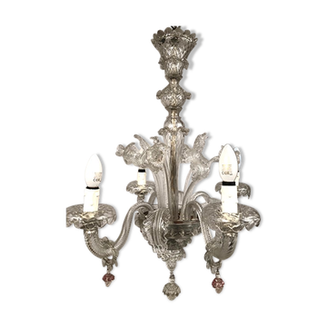 Lustre en verre de Murano à quatre bras de lumière, fin XIXe