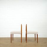 Ensemble de 6 chaises en teck avec nouveau tissu bouclé