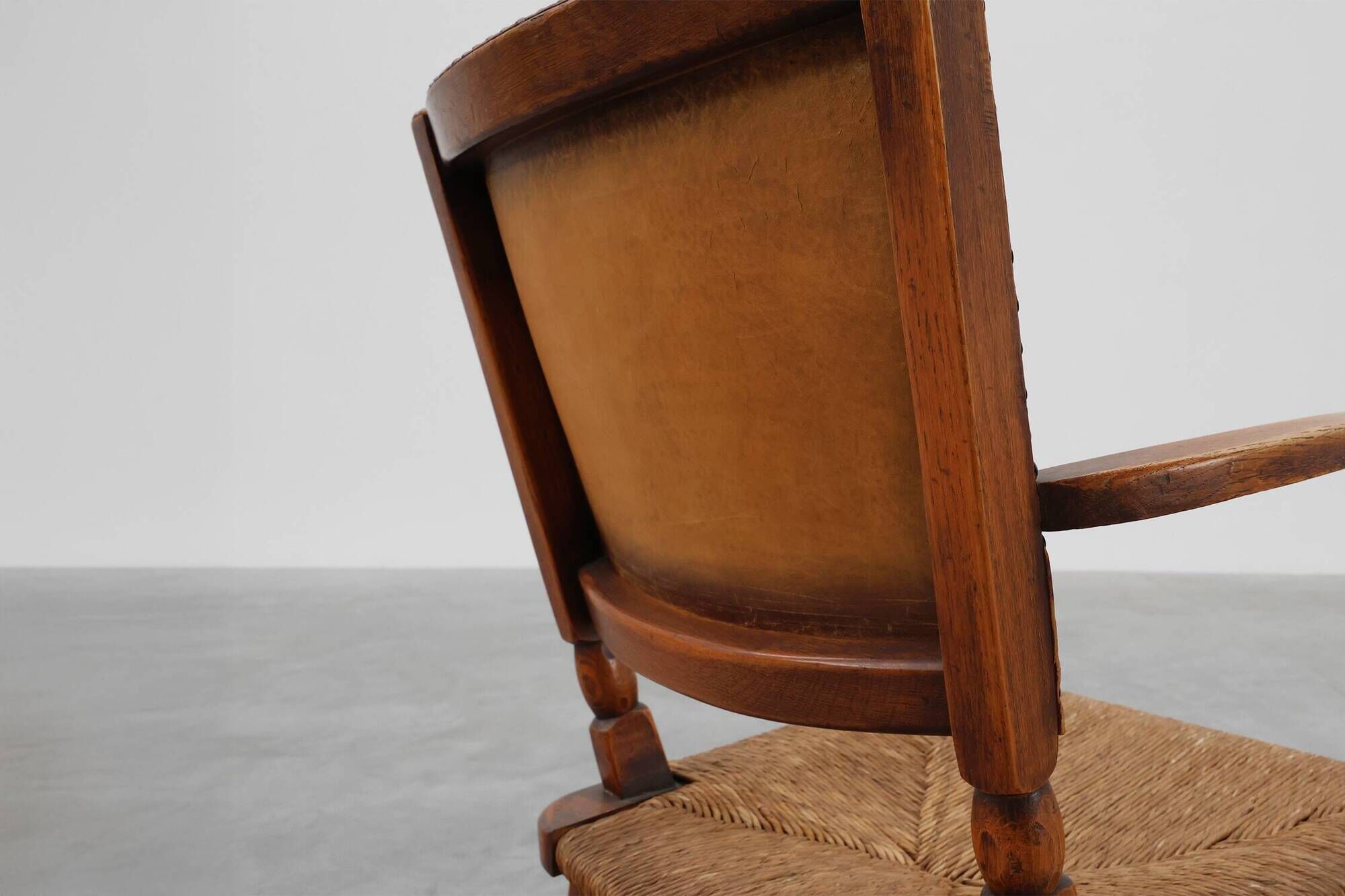 Leather and oak Armchair by Theo Ruth for Artifort, The Netherlands 1940s