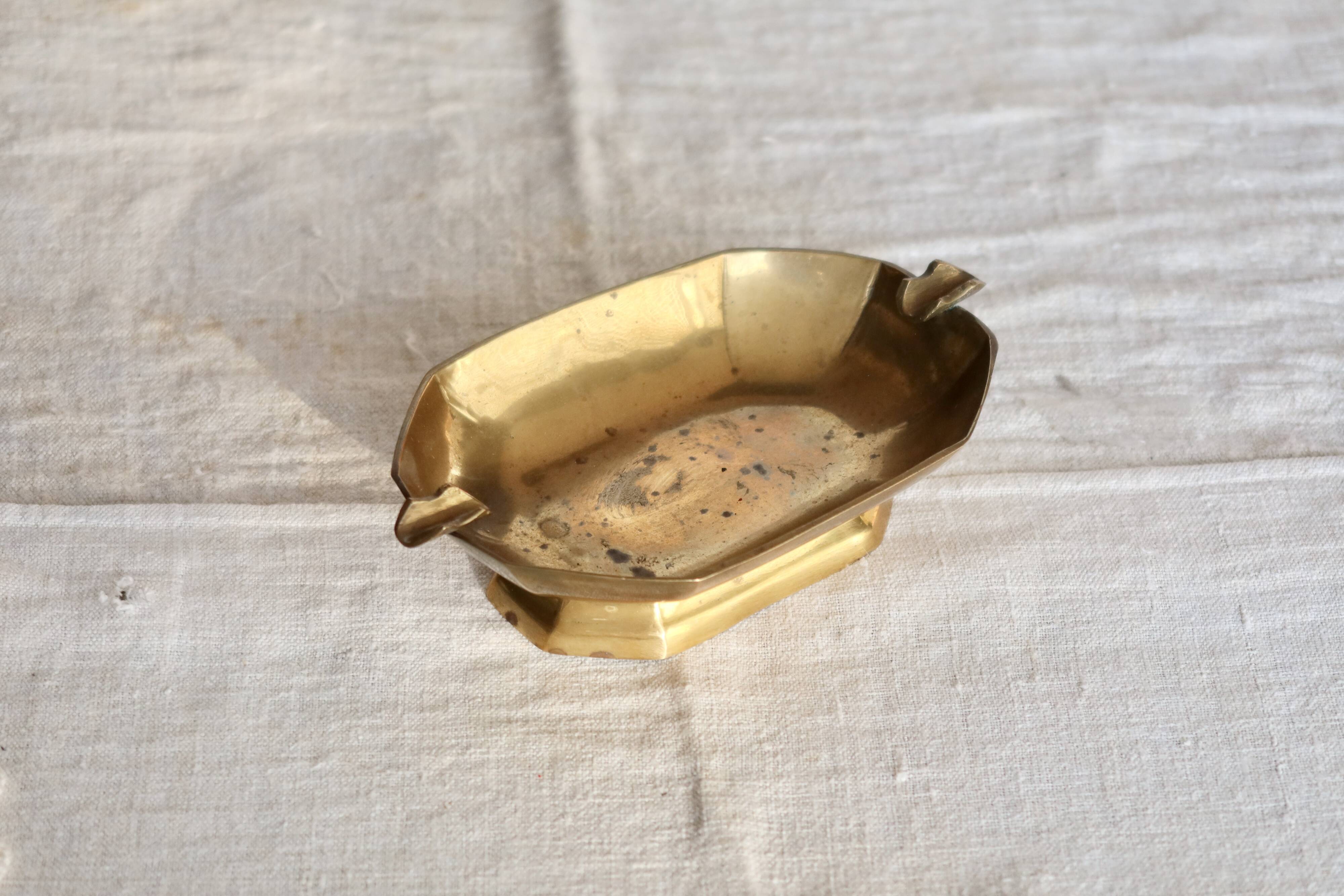 Antique patinated brass ashtray