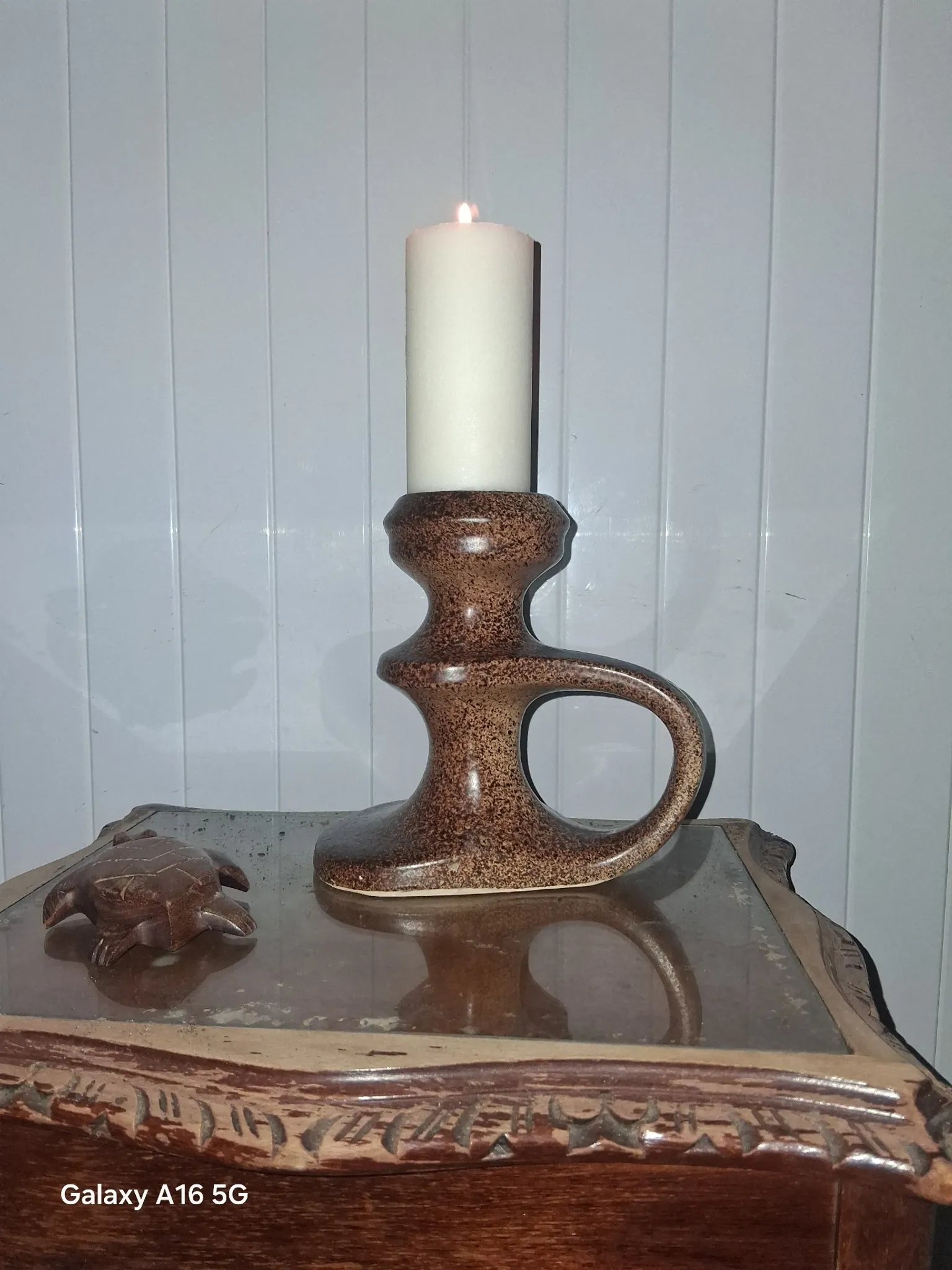 Vintage Modernist Candle Holder Signed Bastien Quimper.