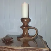 Vintage Modernist Candle Holder Signed Bastien Quimper.