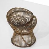 Tabouret en Rotin, Italie, années 1960s.