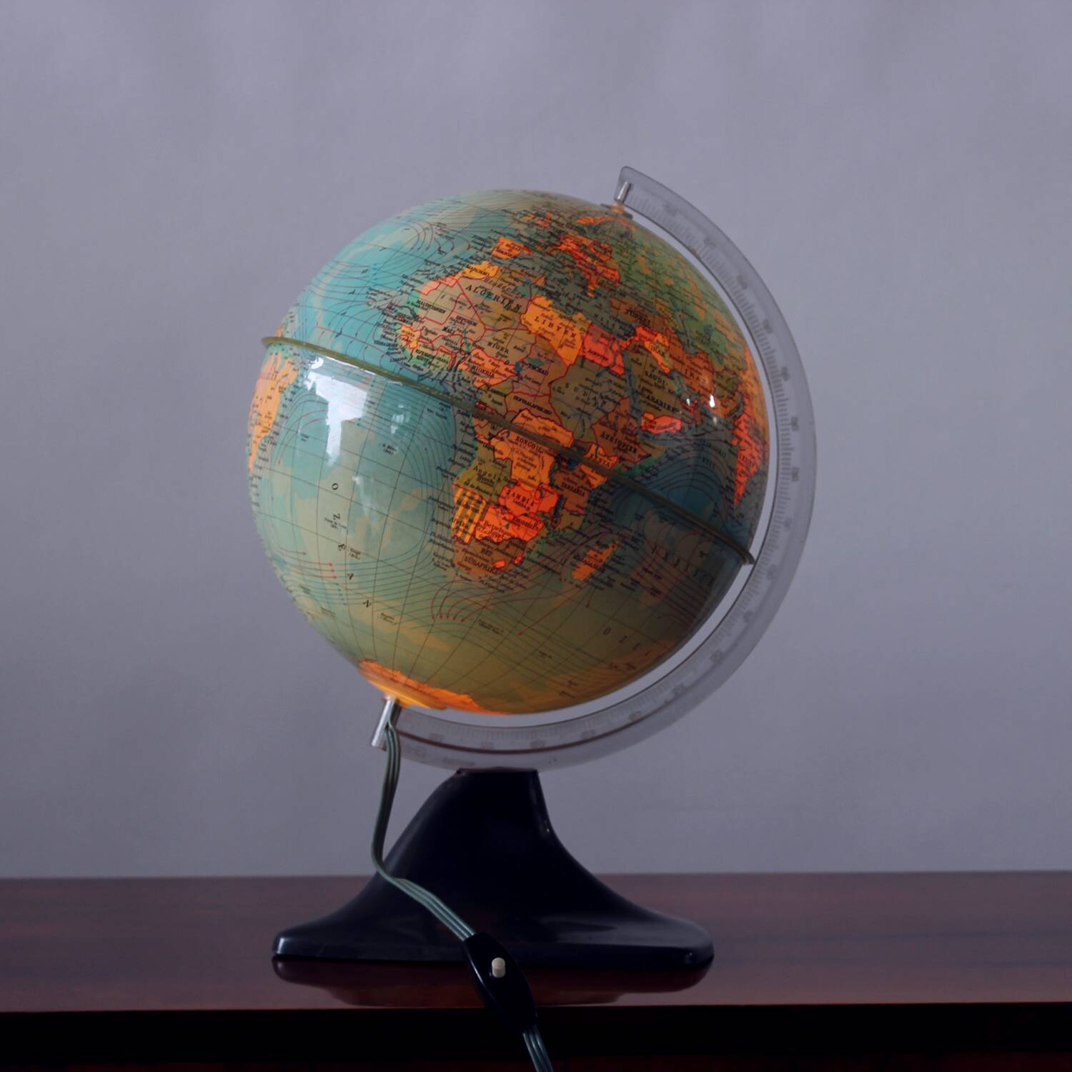 Illuminated plastic globe, Czechoslovakia 1960s