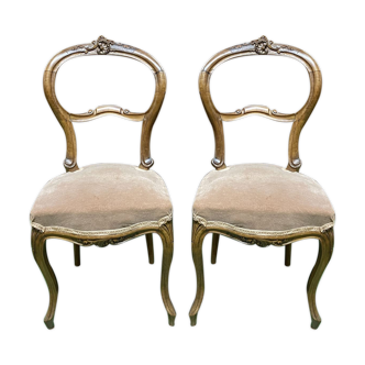 Pair of early 20th century walnut chairs