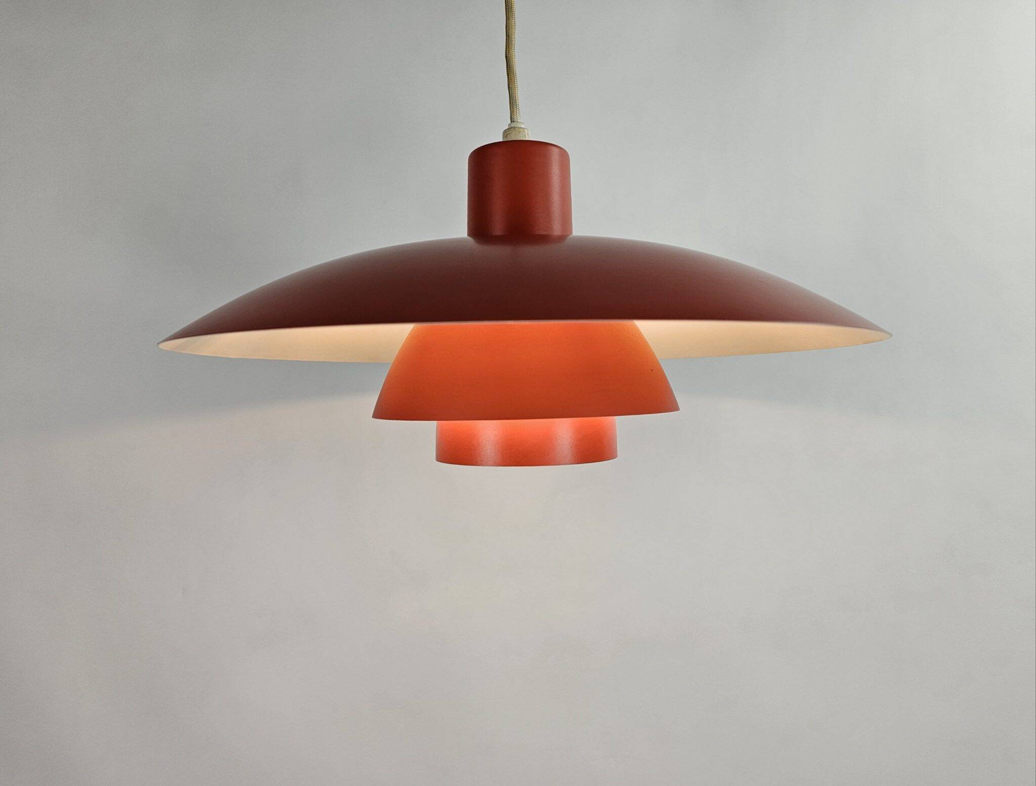 Louis Poulsen PH 4/3 pendant lamp orange metal shades by Poul Henningsen