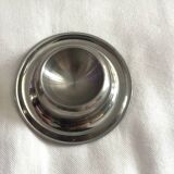 Vintage stainless steel egg cup and salt shaker – minimalist duo