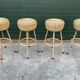 Set of four vintage rattan bar stools 1960 Nederland Design