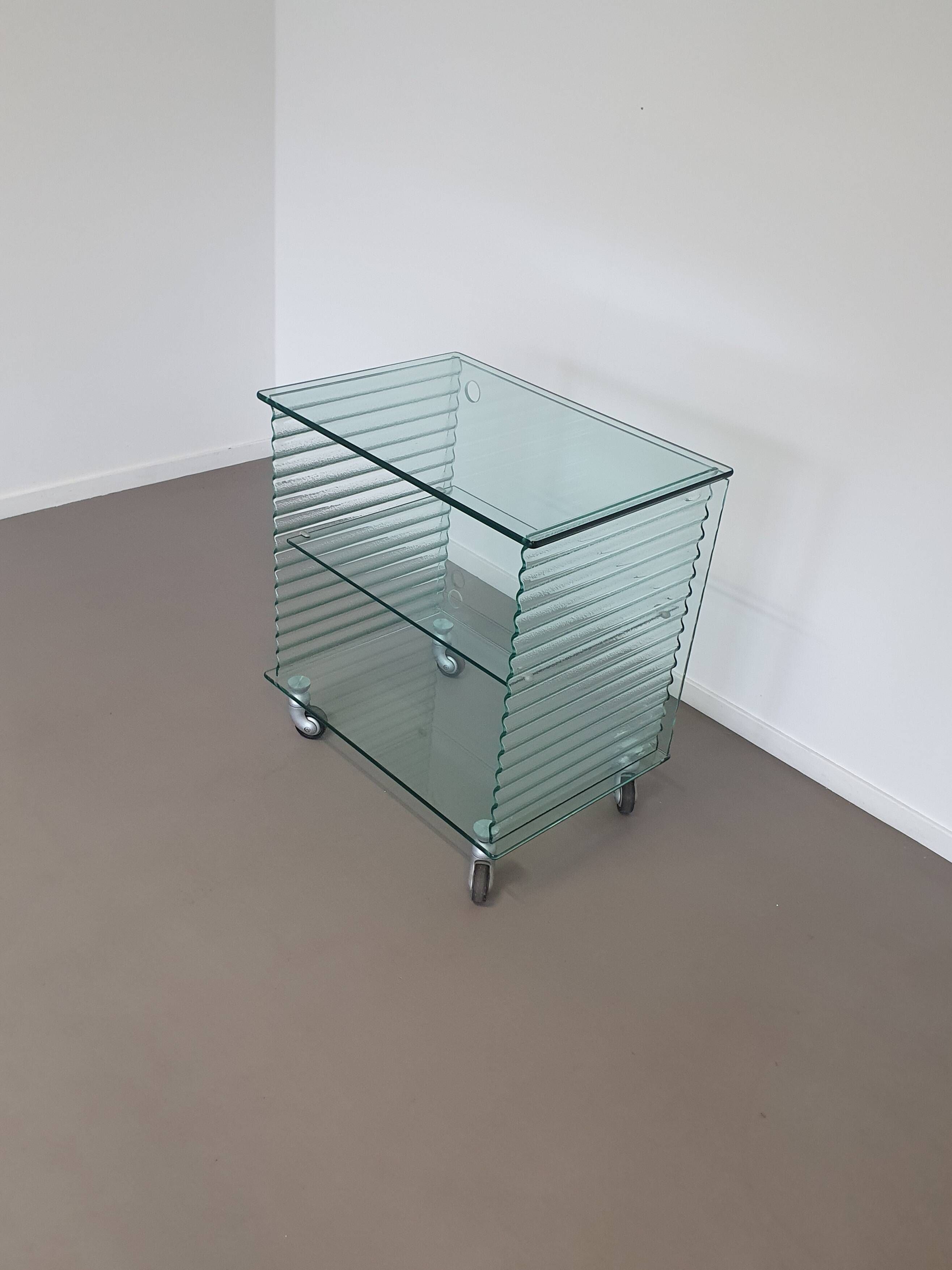 Onda Series Glass Media Cabinet by Ron Arad for Fiam, Italy, 1980