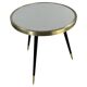 Round table Twist, high-gloss laminate and brass details, handmade, size M.