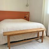 Vintage farm bench, old solid wood, renovated