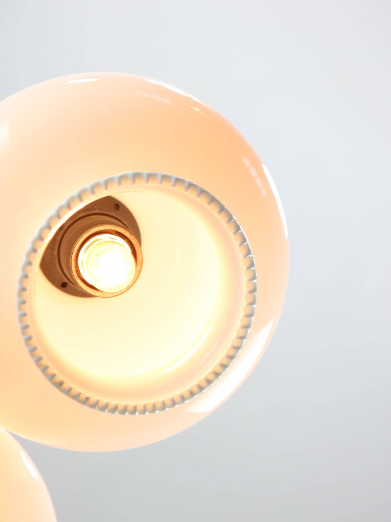 Mid-Century Italian Opaline Glass & Brass Pendant Lamp, set of 3