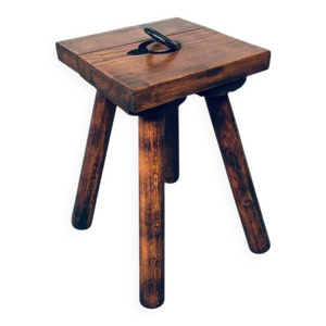 Brutalist Oak Stool, - 1950s