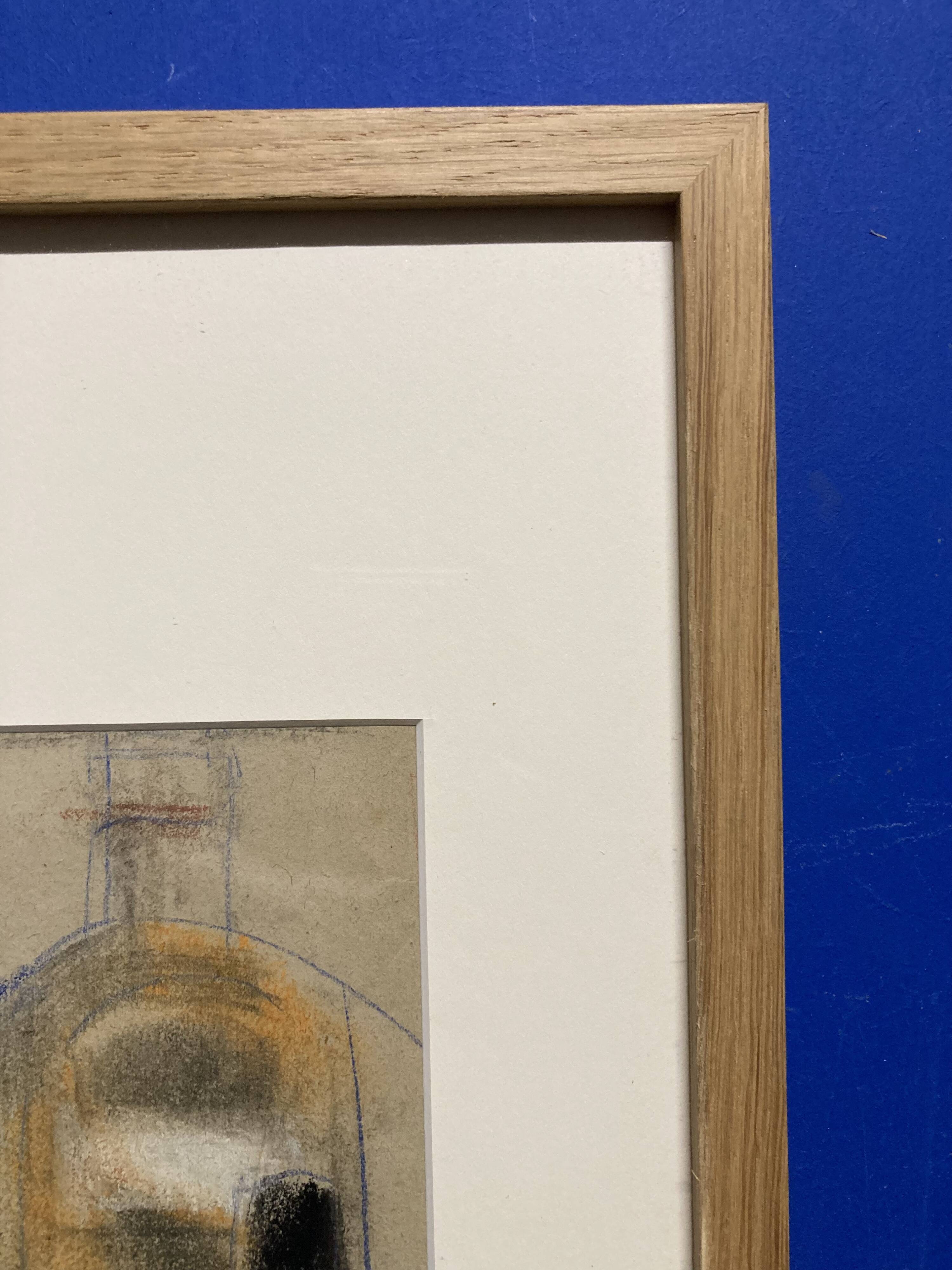 Alfred Gaspart (1900-1993), "Les Bouteilles" Cubist still life, pencil and oil pastel drawing