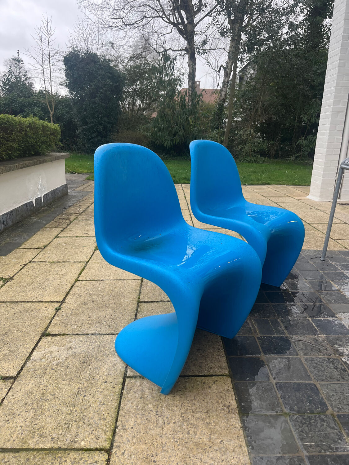 Panton chair duo – Verner Panton for Vitra – Blue – Signed edition