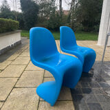 Panton chair duo – Verner Panton for Vitra – Blue – Signed edition