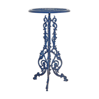 Blue cast iron pedestal table