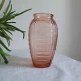 Art Deco pink moulded vase