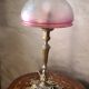 lampe bronze et  abat jour  verre teinté & gravé à l'acide / Art Nouveau , produit d epoque