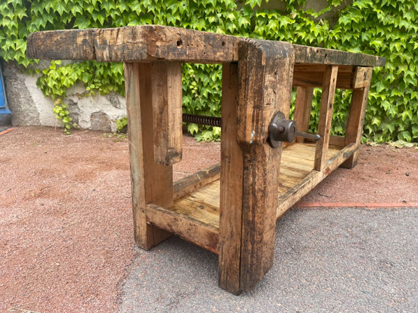 Établi ancien en hêtre