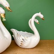 Pair of vintage cache pots - Ceramic swans