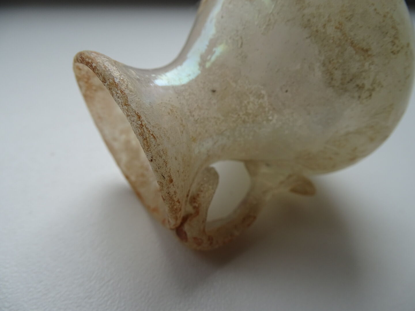 Vase with miniature handle Scavo Seguso Vetri d'Arte iridescent glass Murano 1950